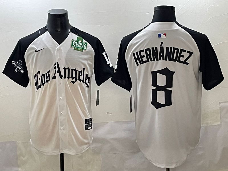 Men 2025 Los Angeles Dodgers #8 Hernandez White black Five generations Joint Name Nike MLB Jersey style 5267->los angeles dodgers->MLB Jersey